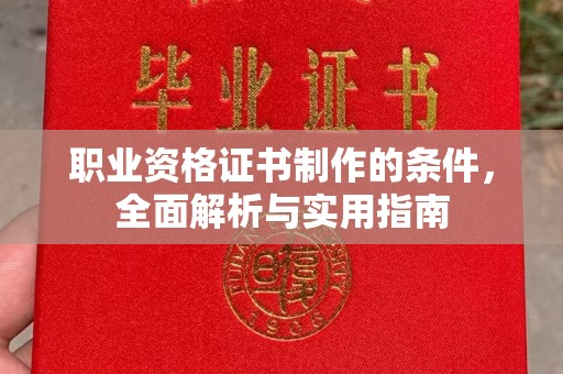 辽源职业资格证书制作的条件，全面解析与实用指南